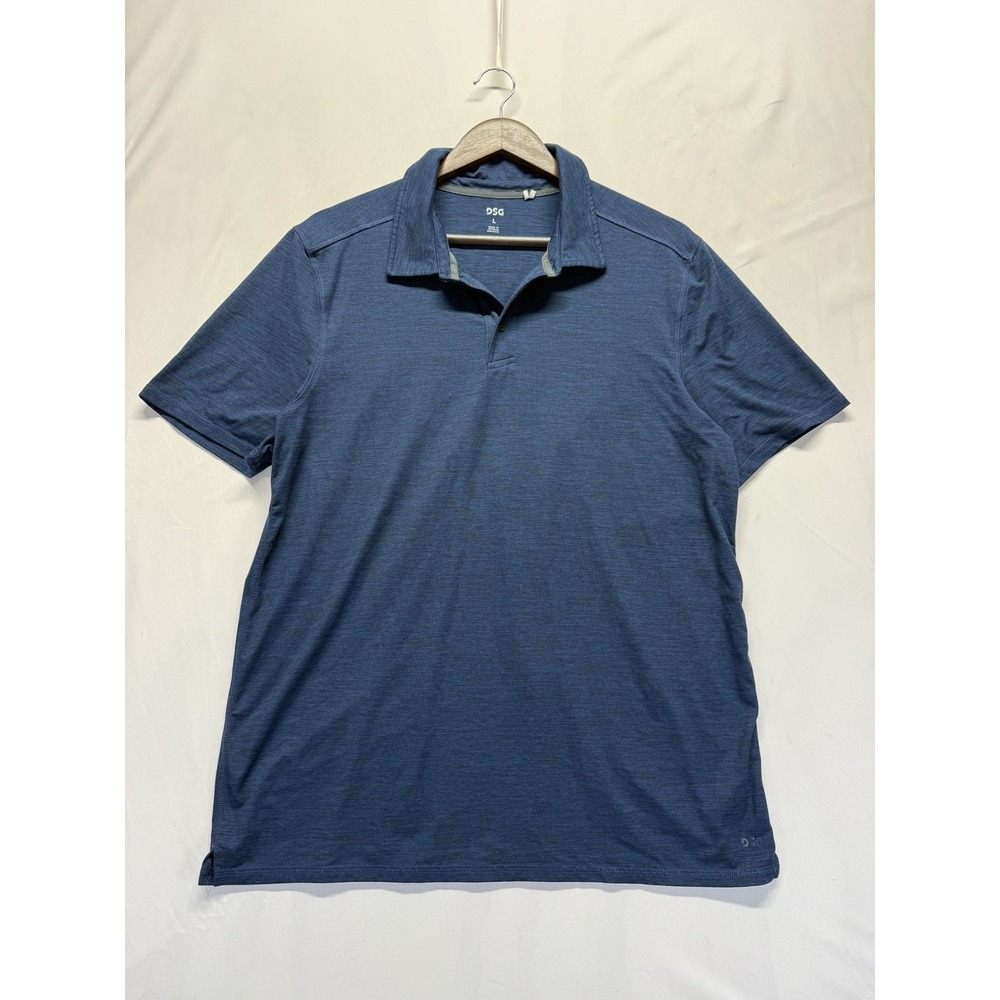 DSG Mens Large Blue Performance Polo Shirt Short Sleeve Stretch‎ Golf Casual
